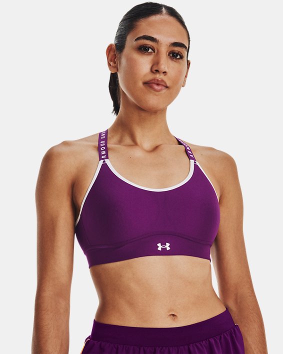 Women's UA Infinity Mid Covered Sports Bra in Purple image number 0